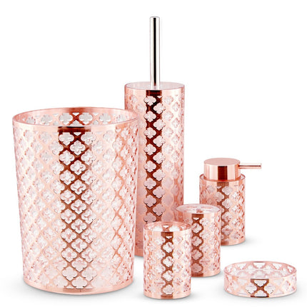 Practical 6Pc Bathroom Accessories Set Bin Soap Dispenser Toothbrush Tumbler