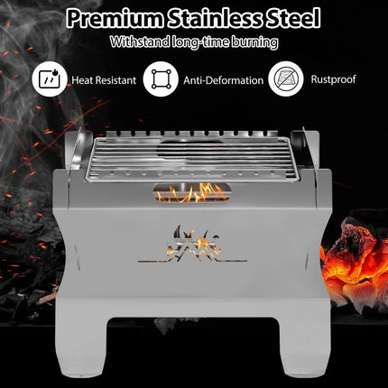 2-In-1 Camping Grill with Stainless Steel Grate and Carrying Bag