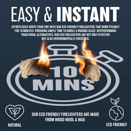 400PC ECO FRIENDLY WOOD WOOL FIRELIGHTERS NATURAL FLAME FIRE STARTERS ODOURLESS