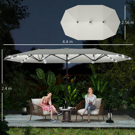 4.4M Double-Sided Sun Umbrella Patio Parasol with LED Solar Lights for Garden