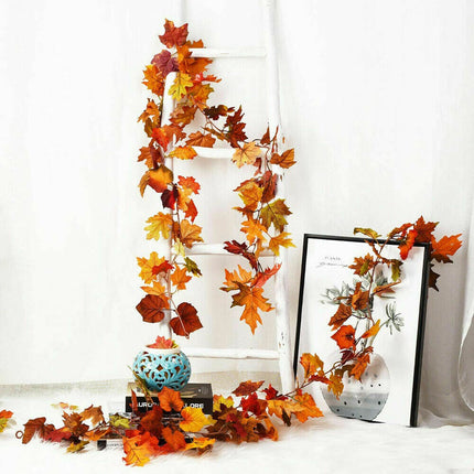 175Cm Artificial Autumn Fall Maple Leaves Garland Hanging Plant Halloween Decor