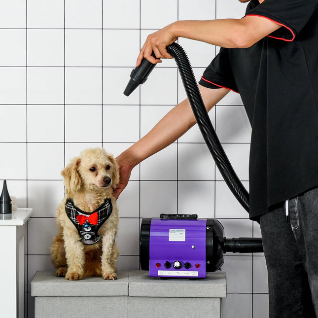 2800W Dog Hair Dryer Pet Grooming Blaster Blower Dryer 3 Nozzles, Purple