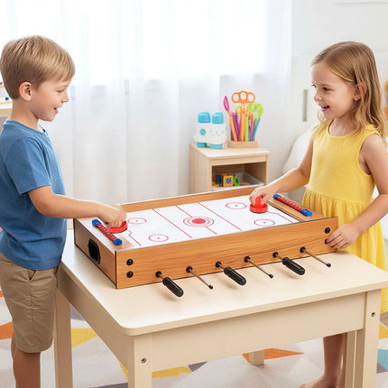 2 in 1 Multi Game Table Compact Tabletop Foosball Table and Hockey Game
