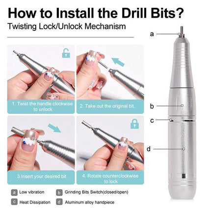 45000RPM Pro Rechargeable Wireless Electric Nail Drill Machine Portable Manicure