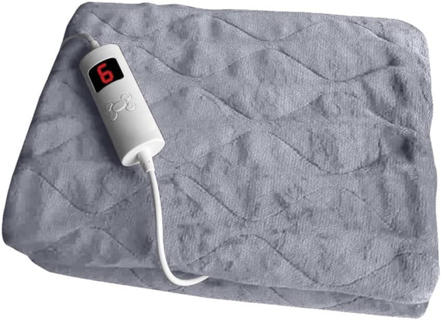 Electric Heated Blanket | Luxury Soft Touch Blanket | Warm Soft over Throw Plush Fleece Rug with Digital Timer Controller Super Comfy | Heated Throw 160Cm X 130Cm | Grey