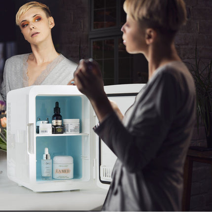 10 L Portable AC/DC Beauty Fridge with LED Mirror