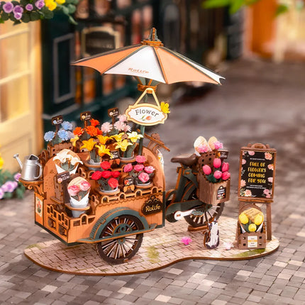 3D Wooden Puzzles Blossom Cart Kit Decor Craft Gifts Model Kits for Adults Women Girls Boys
