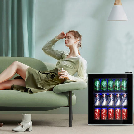 46L Mini Fridge Beverage Cooler Refrigerator Low Noise Drink Dispenser Machine