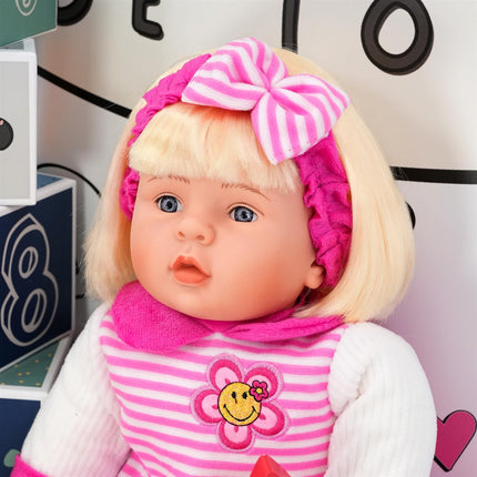 Chubby Baby Doll Girl 24" Lifelike Soft Body with Sounds & Hair Bibi Doll Toy