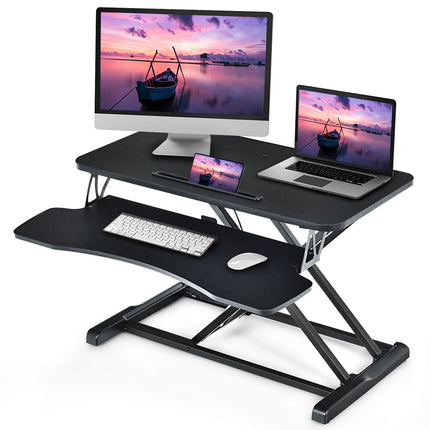 Height-Adjustable Ergonomic Sit-Stand Desk with Metal Frame and Clamping Plates