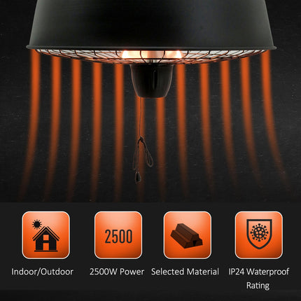 Garden Electric Heater Patio Ceiling Hanging Halogen Infrared Light 1KW / 2.5KW