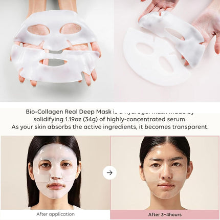 Biocollagen Face Mask, 4Pcs Deep Overnight Moisturising Mask, Collagen Night Skin Care, Reduce Fine Lines Smooth Wrinkles Shrink Pores, Improve Elasticity