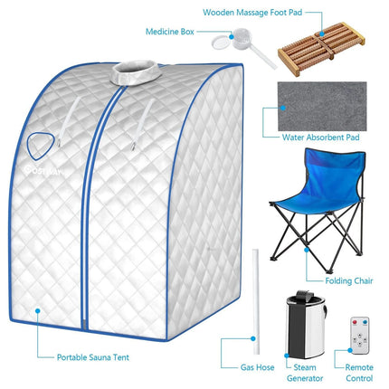 3L Portable Steam Sauna with 9-Level Temperature and Folding Chair