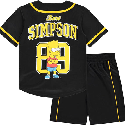 Boys Bart Simpson Baseball Jersey Shirt and Shorts Clothing Set- Little and Big Boys Sizes 4-20