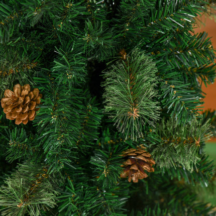 HOMCOM 5.5FT Artificial Slim Christmas Tree Holiday Home Décor with Pine Cones