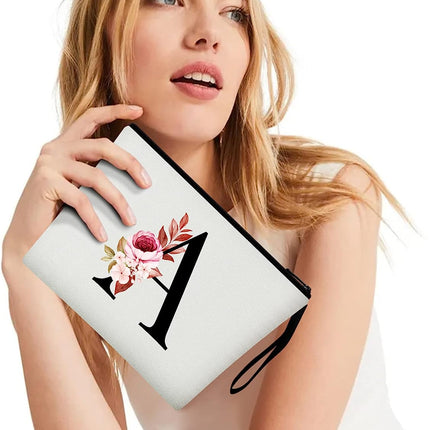A-Z Personalized Makeup Bag,Birthday Gifts for Women Mom,Gifts for Best Friend,Bride Bridesmaid Cosmetic Bag(A)