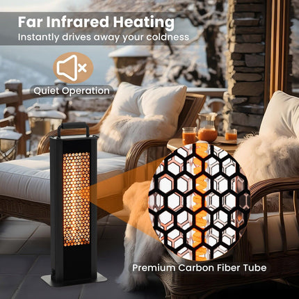 1200W Patio Heater Portable Electric Heater W/ Double-Sided Heating Waterproof