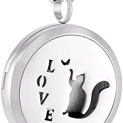 Love Stainless Steel Aromatherapy Essential Oils Diffuser Perfume Free 12 Pads Pendant Stainless Steel Necklace