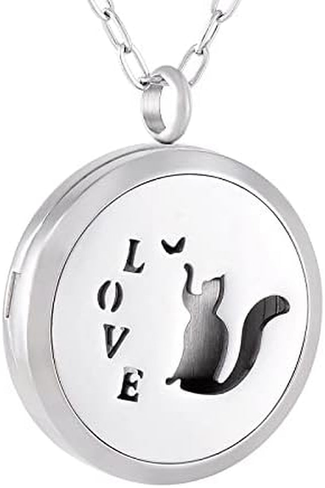 Love Stainless Steel Aromatherapy Essential Oils Diffuser Perfume Free 12 Pads Pendant Stainless Steel Necklace