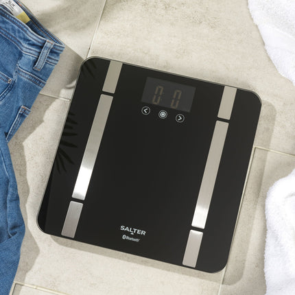 Salter Smart Bathroom Scale LCD 200 Kg Capacity 8 Users Connects to App Black