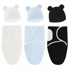 (Black+White+Blue)Three Combinations Swaddle+Hat