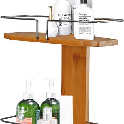 Blue Canyon Bamboo Shower Caddy 2 Tier Hanging Caddy, No Drill Bamboo Bathroom S