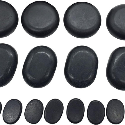 Hot Stones Massage Set, 16 Pcs Professional Hot Stone Massage Kit - 8 Small, 4 Medium, 4 Large Black Basalt Stones for Full Body Therapy, Deep Tissue Muscle Relief on Back, Legs, Feet