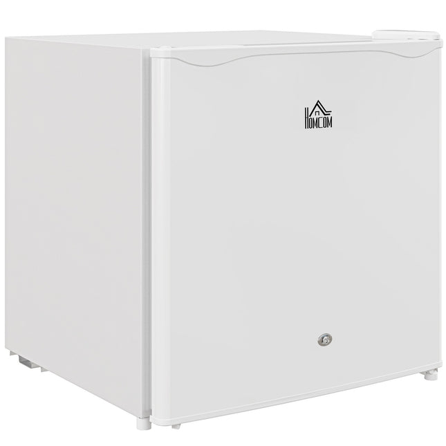 HOMCOM 46L Counter Top Fridge Mini Fridge with Lock Chiller Box Cream White