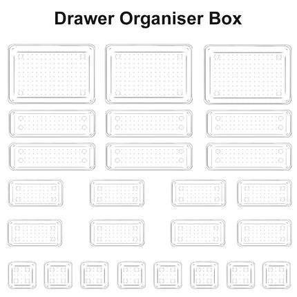 25PCS Draw Organiser Plastic Box Desk Drawer Fridge Trays Makeup Storage Divider