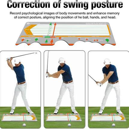 Golf Training Mat for Beginners | Posture Assistance and Entry-Level Stance Corrector Trainer with Golf Training Aid and Practice Mats(Black)
