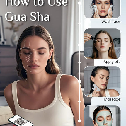 Gua Sha Facial Tools, Stainless Steel Gua Sha Stone, Face Guasha Tool for Jawline Sculpting and Puffiness Reducing, Guasha Massage Tool, Skin Care Gift - Silver