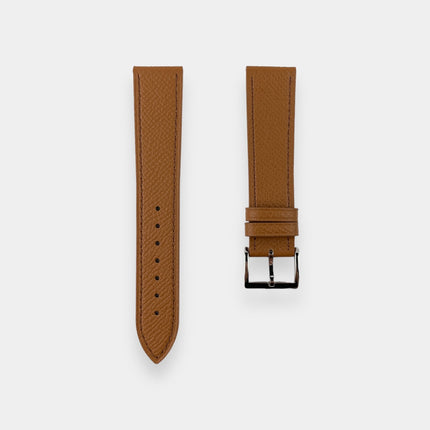 20Mm Brown Tan Epsom Leather Grained Calfskin Elegant Vintage Watch Strap Band