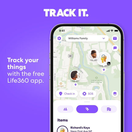by Life360 Mate - Bluetooth Tracker, Keys Finder and Item Locator for Keys, Bags and More. Phone Finder. Both Ios and Android Compatible. 1-Pack (Pink Punch)