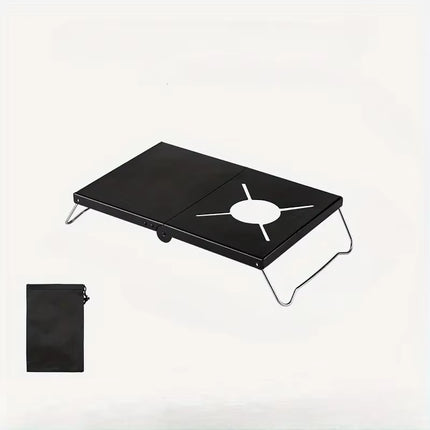 Outdoor Folding Small Table Portable Picnic Mini Table Thickened Steel Plate Spider Stove Insulated Table Camping Equipment