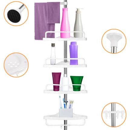4 Tier Telescopic Bathroom Wall Corner Shelf Rack Shower Caddy Storage Organizer