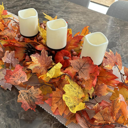 CQURE 4 Pack Artificial Autumn Fall Maple Leaf Garland, 5.9Ft/Piece Hanging Vine