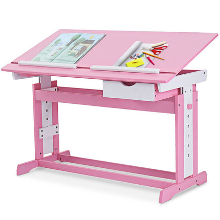Children'S Height Adjustable Tilting Drawing Table with Storage