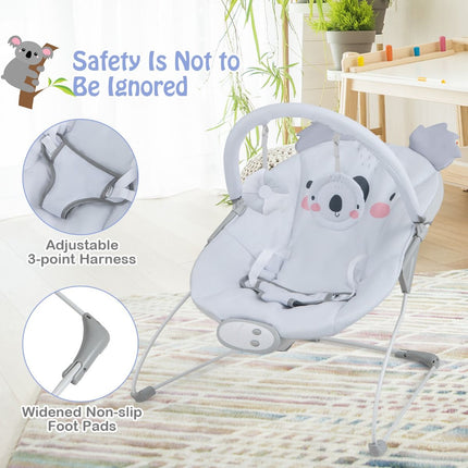 Portable Baby Bouncer with Detachable Toy Bar for Babies 0-6 Months Old up to 9 Kg