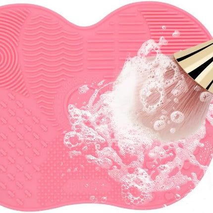 Silicone Makeup Brush Swab, Pink Cosmetic Brushes Cleaning Mat, Makeup Brush Cleaning Tool, Silicone Brush Cleaner with Suction Cup
