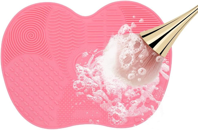 Silicone Makeup Brush Swab, Pink Cosmetic Brushes Cleaning Mat, Makeup Brush Cleaning Tool, Silicone Brush Cleaner with Suction Cup