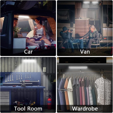 12V Interior LED Light Bar, 120 LED Universal Strip Light with ON/OFF Switch and Extension Cord, White Lamp for Van Car Auto Camper Bus Caravan Boat RV Kitchen Bathroom Cabinet (2 Pack)