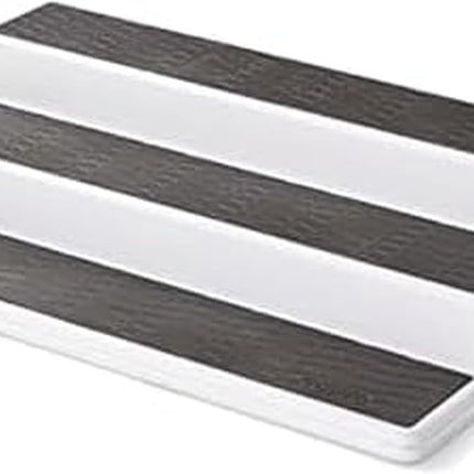 3-Tier Non-Skid Spice Rack Organizer for Kitchen Cabinet or Pantry, 15-Inch Tiered Shelf, White/Gray, Slip-Resistant Design for Jars and Bottles