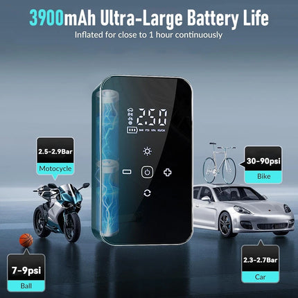 Cordless Digital Rechargeable Car Tyre Inflator USB Tire Air Compressor Pump Kit