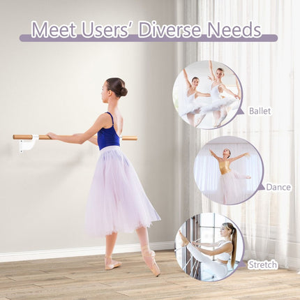 120CM Wall-Mounted Beech Wood Ballet Barre
