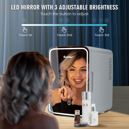 10 L Portable AC/DC Beauty Fridge with LED Mirror