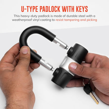Heavy Duty Padlock with 1.5M Cable Lock - Weatherproof & Rustproof Motorcycle Lock - Ideal for Motorbike, Scooter, Shed, Gate & Garden Fence