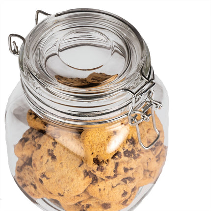 1L Glass Storage Jars with Clip Top Lid - Set of 6 Airtight Glass Storage | M&W