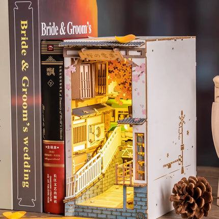 Rolife DIY Book Nook Japanese Sakura Densya in Books Series Wooden Miniature House with Furniture Doll House Kits Toy