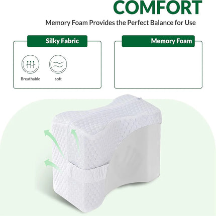 Knee Pillow for Side Sleepers with Straps, Soft Memory Foam Leg & Knee Pillow, Memory Foam Leg Pillow for Side Sleepers