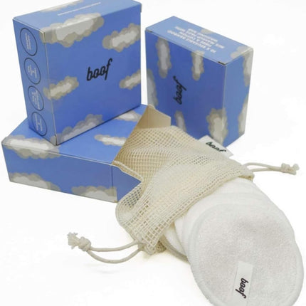 Boof Bamboo Fibre & Cotton Reusable Makeup Remover Pads (10 Pcs) with Washable B